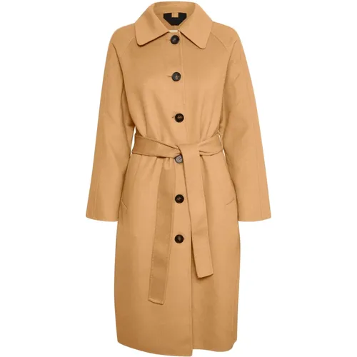 Classic Coat with Wide Collar and Button Closure , female, Sizes: L - Part Two - Modalova