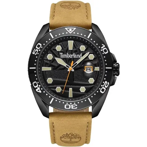 Braune Lederuhr Quarz Analog - Timberland - Modalova