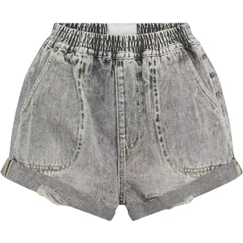 High-Waist-Denim-Shorts in Hellgrau - One Teaspoon - Modalova