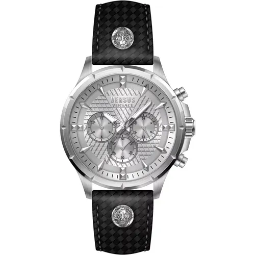 Chronograph Lederarmband Edelstahl Uhr - Versus Versace - Modalova