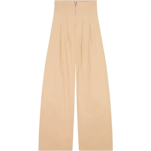 Mira, high-waisted light peach pants , female, Sizes: 2XL, M, XL, S - Cortana - Modalova