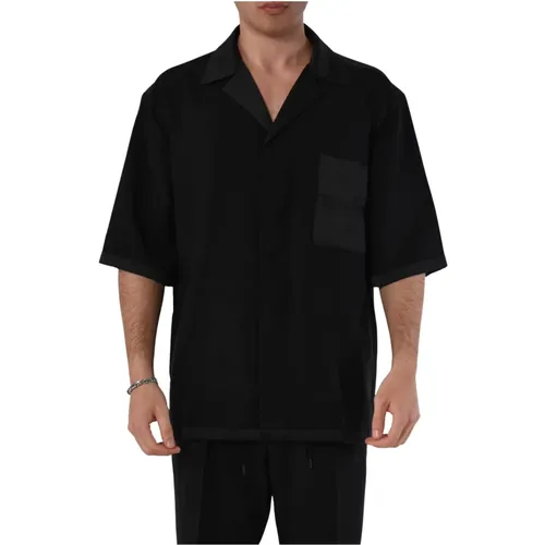 Satin Oversized Shirt with Hidden Buttons , male, Sizes: L, S - Roberto Collina - Modalova