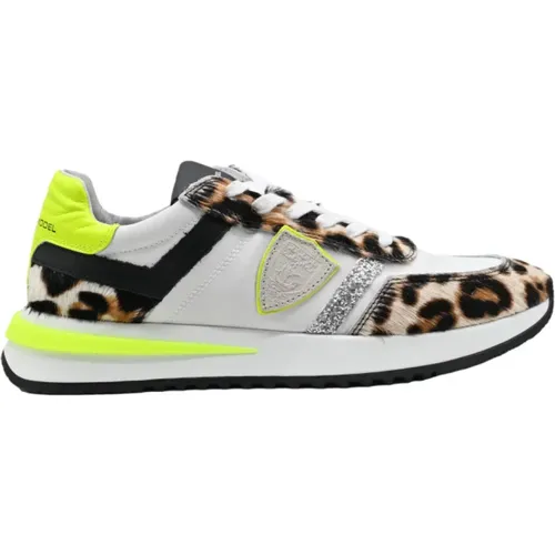 Sneakers mit Leopardenmuster und niedriger Sohle , Damen, Größe: 41 EU - Philippe Model - Modalova