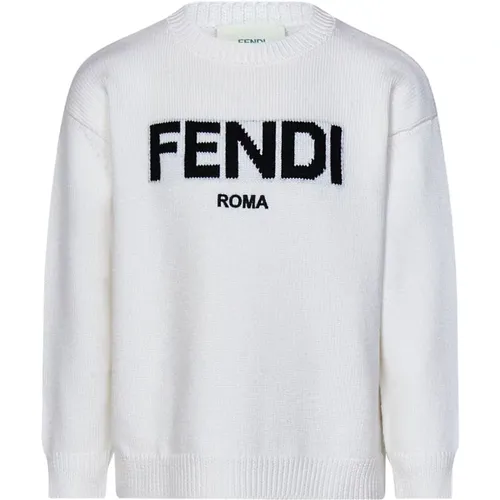 Weiße Wollpullover mit Logo Fendi - Fendi - Modalova