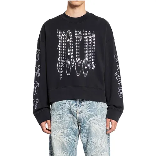 Studded Gothic Crewneck , male, Sizes: XL, XS, S, 2XL, M, L - Palm Angels - Modalova