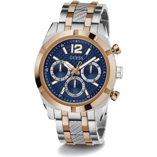 Resistance Bicolor Multifunction Watch Blue Dial , male, Sizes: ONE SIZE - Guess - Modalova