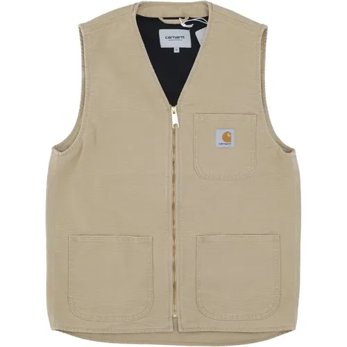 Canvas Vest with Bourbon Aged Style , male, Sizes: L, S, XL, M - Carhartt WIP - Modalova