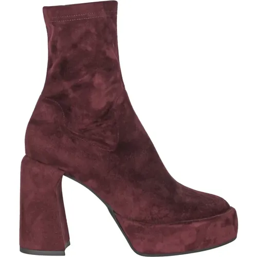 Eco-Suede Heeled Boots with Platform , female, Sizes: 4 1/2 UK - Elena Iachi - Modalova