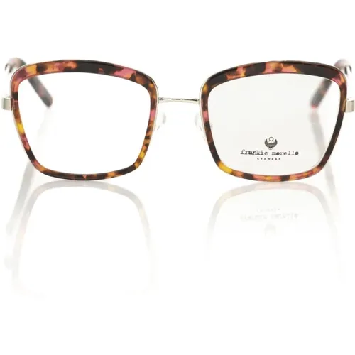 Quadratische Brille mit rotem Havana-Muster , unisex, Größe: ONE Size - Frankie Morello - Modalova