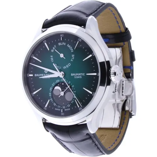 Automatic Green Dial Leather Strap Watch , male, Sizes: ONE SIZE - Baume et Mercier - Modalova