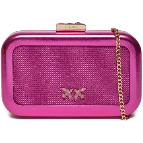 Metallische Clutch mit Zirkonia-Details - pinko - Modalova