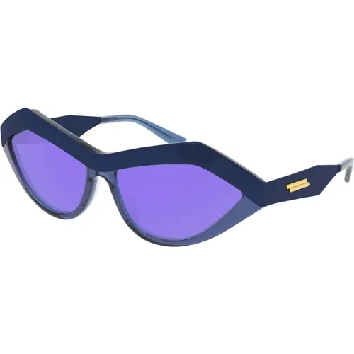 Blau/Violette Sonnenbrille , unisex, Größe: 62 MM - Bottega Veneta - Modalova