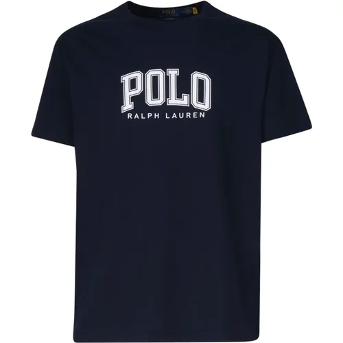 Blaues Baumwoll T-Shirt mit Logo , Herren, Größe: L - Polo Ralph Lauren - Modalova