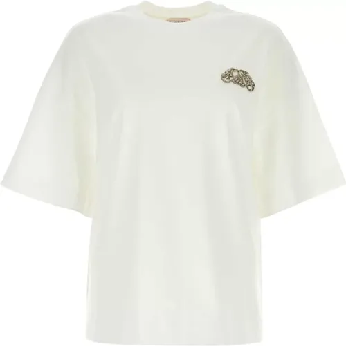 Oversize Weißes Baumwoll-T-Shirt , Damen, Größe: 2XS - alexander mcqueen - Modalova