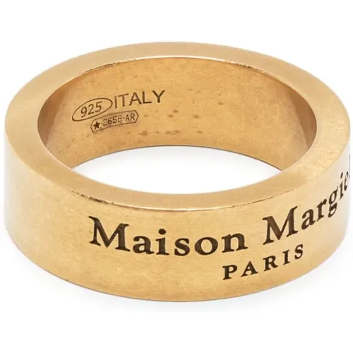 Goldener gravierte Ring mit gebürsteter Oberfläche , Herren, Größe: M - Maison Margiela - Modalova
