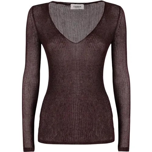 Lurex V-Neck Sweater , Damen, Größe: S - Laneus - Modalova