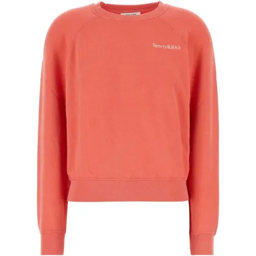 Stretch Baumwoll Lachs Sweatshirt , Damen, Größe: S - Sporty & Rich - Modalova