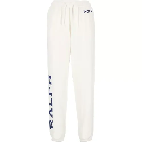 Ivory Cotton Pants with Drawstrings , female, Sizes: XS - Ralph Lauren - Modalova