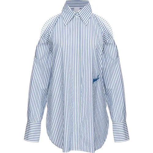 Striped Oversized Shirt with Shoulder Openings , female, Sizes: XS, 2XS, S - pinko - Modalova