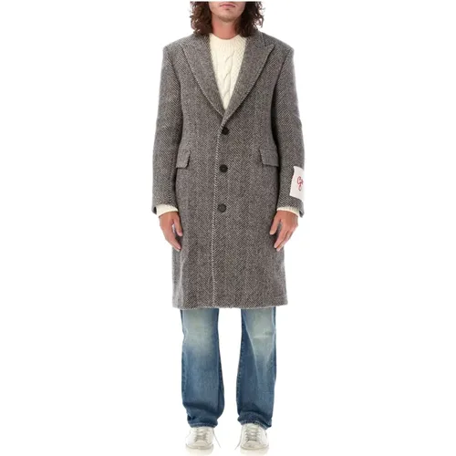 Men's Beige/Antracite Wool Coat , male, Sizes: L - Golden Goose - Modalova