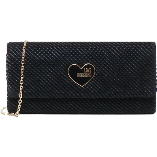 Schwarze Ecoleder Clutch Tasche - Love Moschino - Modalova