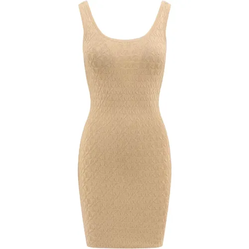 Gold Sleeveless Dress with MK Motif , female, Sizes: L - Michael Kors - Modalova