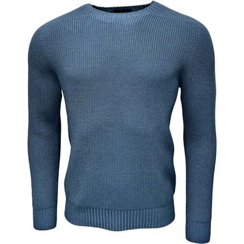 Rainwool Denimblauer Pullover , Herren, Größe: M - Gran Sasso - Modalova