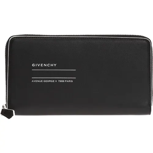 Logoed Black Leather Wallet - Givenchy - Modalova