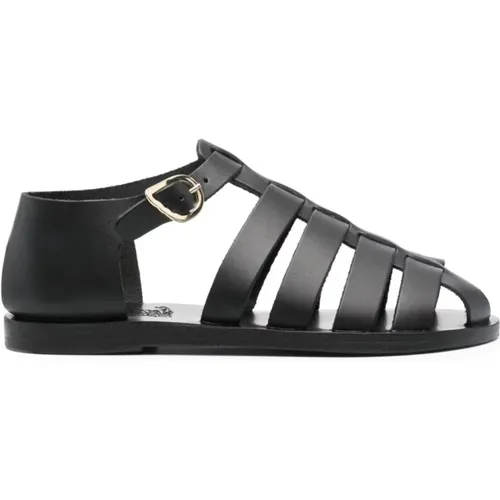 Schwarze Homeria Flache Sandale - Ancient Greek Sandals - Modalova