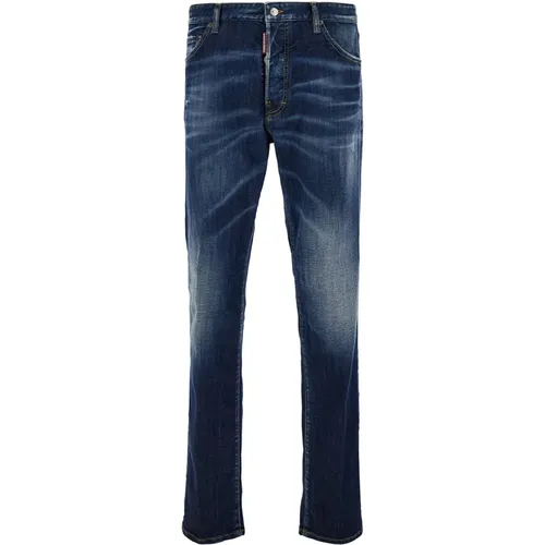 Blaue Stretch-Baumwoll-Denim-Jeans , Herren, Größe: 2XL - Dsquared2 - Modalova