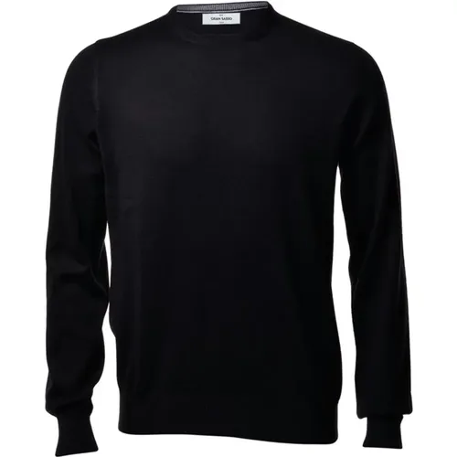 Mens Round Neck Sweater in Merino Wool , male, Sizes: 2XL, 3XL, M, L, XL - Gran Sasso - Modalova