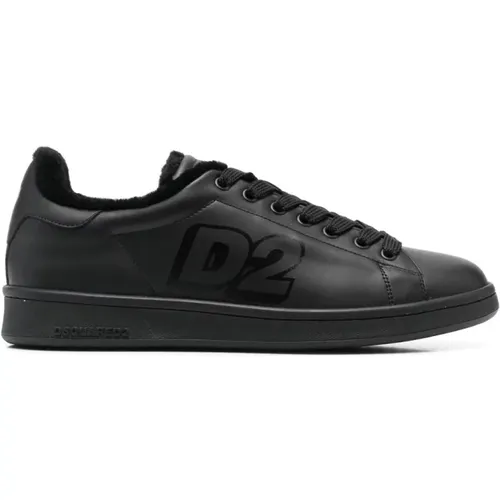 Schwarze Leder Freizeit Sneakers für Männer - Dsquared2 - Modalova
