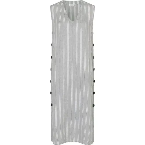 Striped Linen Dress with Button Details , female, Sizes: XS, M, S, L, 2XL, XL - Masai - Modalova