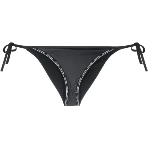 Schwarzer Donna Slip Bikini mit Logo Tape - Calvin Klein - Modalova