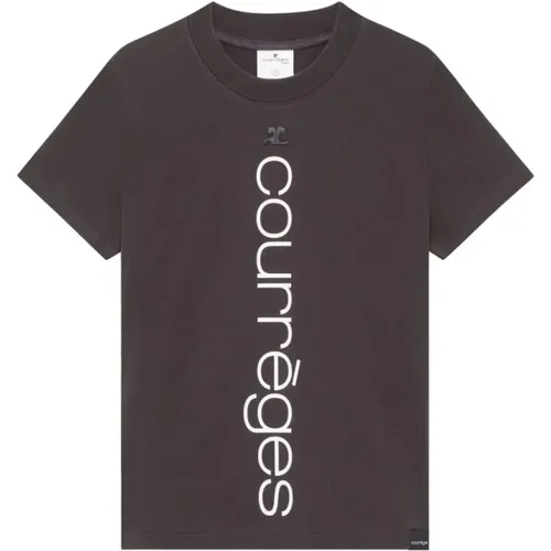 Dark Grey Stonewashed T-Shirt , female, Sizes: S - Courrèges - Modalova