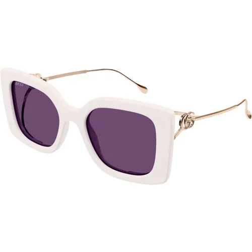 Weiße Sonnenbrille mit Originalzubehör,Braun/Havanna Sonnenbrille, Stilvoll und vielseitig,Gold/ Sunglasses GG1567SA,Gold Graue Sonnenbrille Gg1567S - Gucci - Modalova