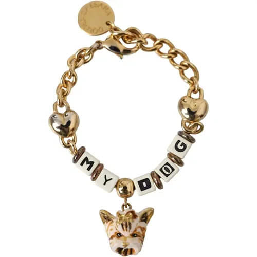 Charm Bracelet with Enamel Dog Face , unisex, Sizes: ONE SIZE - Dolce & Gabbana - Modalova