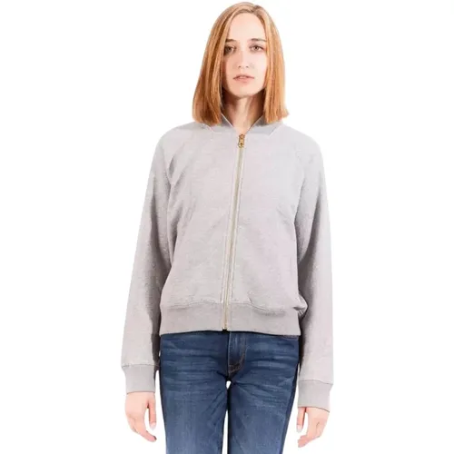 Grauer Sweatshirt mit Reißverschluss und langen Ärmeln , Damen, Größe: XS - Gant - Modalova