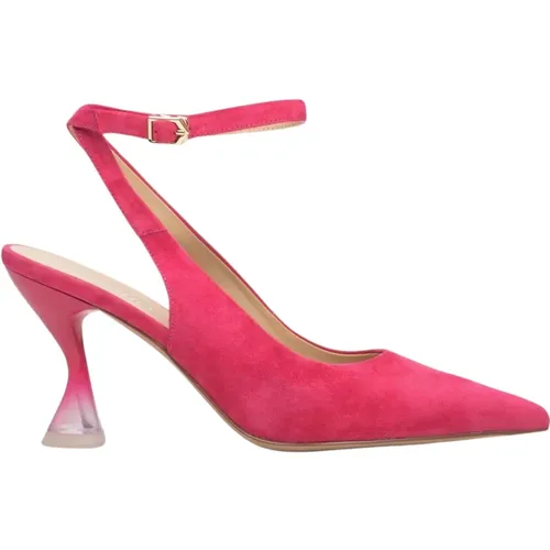 Rosa Velours Slingback-Pumps mit Trichterabsatz Er00113218 , Damen, Größe: 37 EU - Estro - Modalova