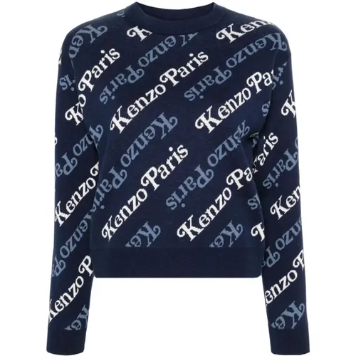 Marineblauer Logo Pullover , Damen, Größe: S - Kenzo - Modalova