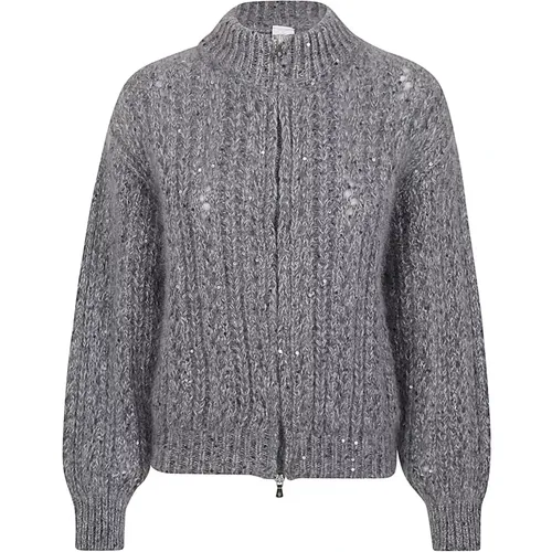 Pailletten Bomber Pullover aus Mohair Seide - Eleventy - Modalova