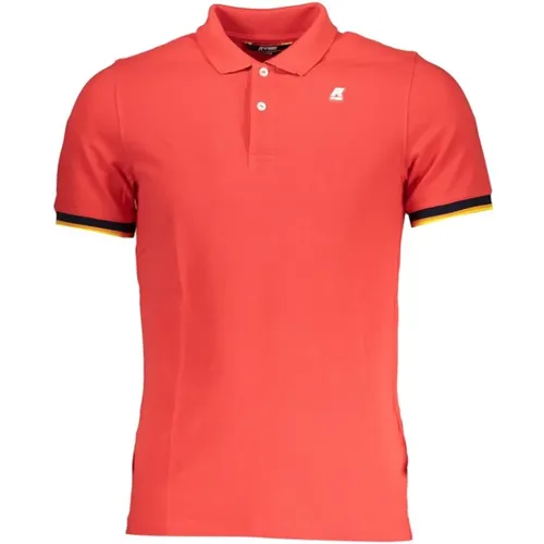 Elegantes rosa Poloshirt mit Kontrastdetails , Herren, Größe: XL - K-way - Modalova