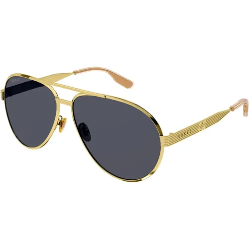 Vintage-inspired Pilot Sunglasses with Metal Arms , unisex, Sizes: 64 MM - Gucci - Modalova