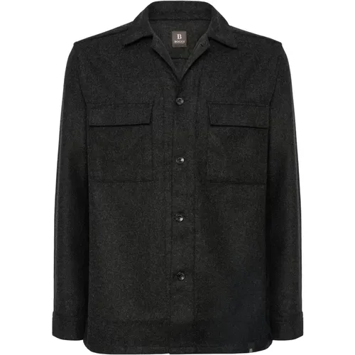 B Wool and Tencel Camp Overshirt , Herren, Größe: L - Boggi Milano - Modalova