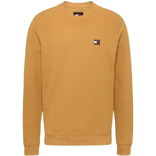 Basic Logo Sweatshirt - Gelb , Herren, Größe: S - Tommy Jeans - Modalova