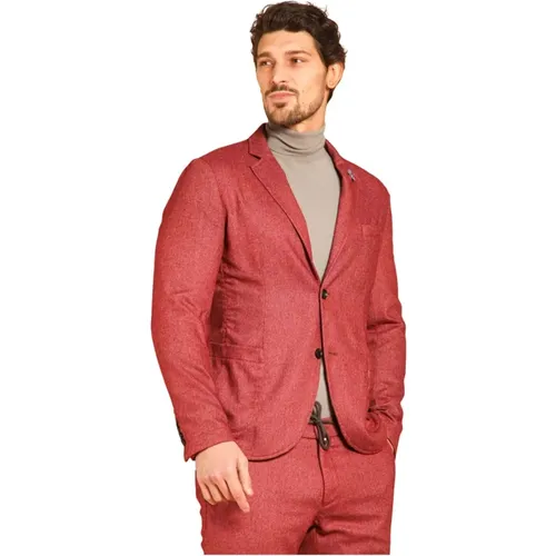 Roter Wollmischungs-Flanell-Blazer , Herren, Größe: L - Mason's - Modalova