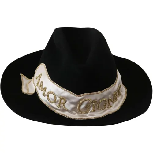 Schwarzer Panama-Hut mit breiter Krempe , Herren, Größe: 56 CM - Dolce & Gabbana - Modalova