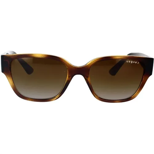 Stylish Sunglasses with Dark Havana Frame and Gradient Lenses , female, Sizes: 53 MM - Vogue - Modalova