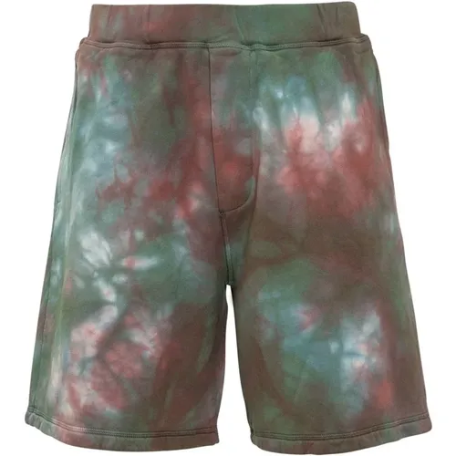 Green Tie-Dye Shorts Ss22 , male, Sizes: L, M, XL - Dsquared2 - Modalova