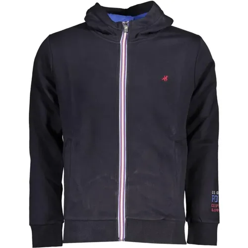 Blaue Kapuzen-Baumwoll-Sweatshirt mit Stickerei , Herren, Größe: XL - U.S. Polo Assn. - Modalova